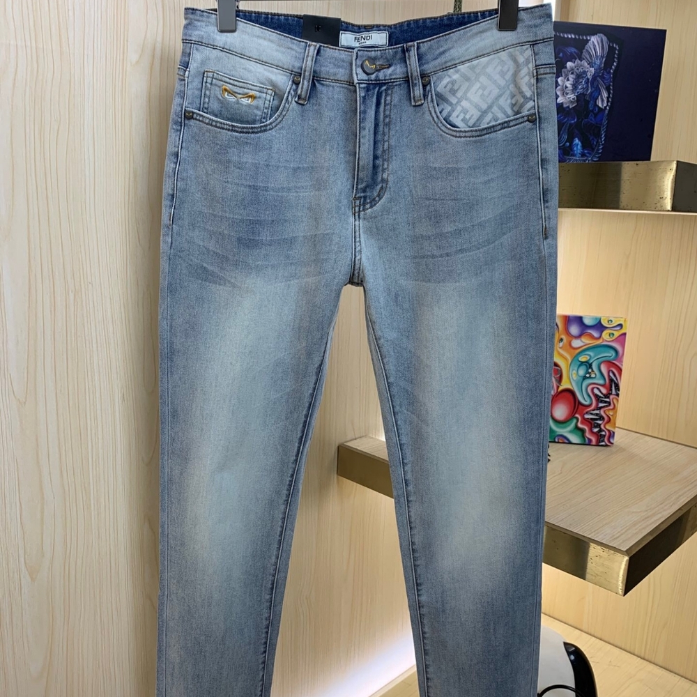 Men's custom fashion slim fit straight jeans